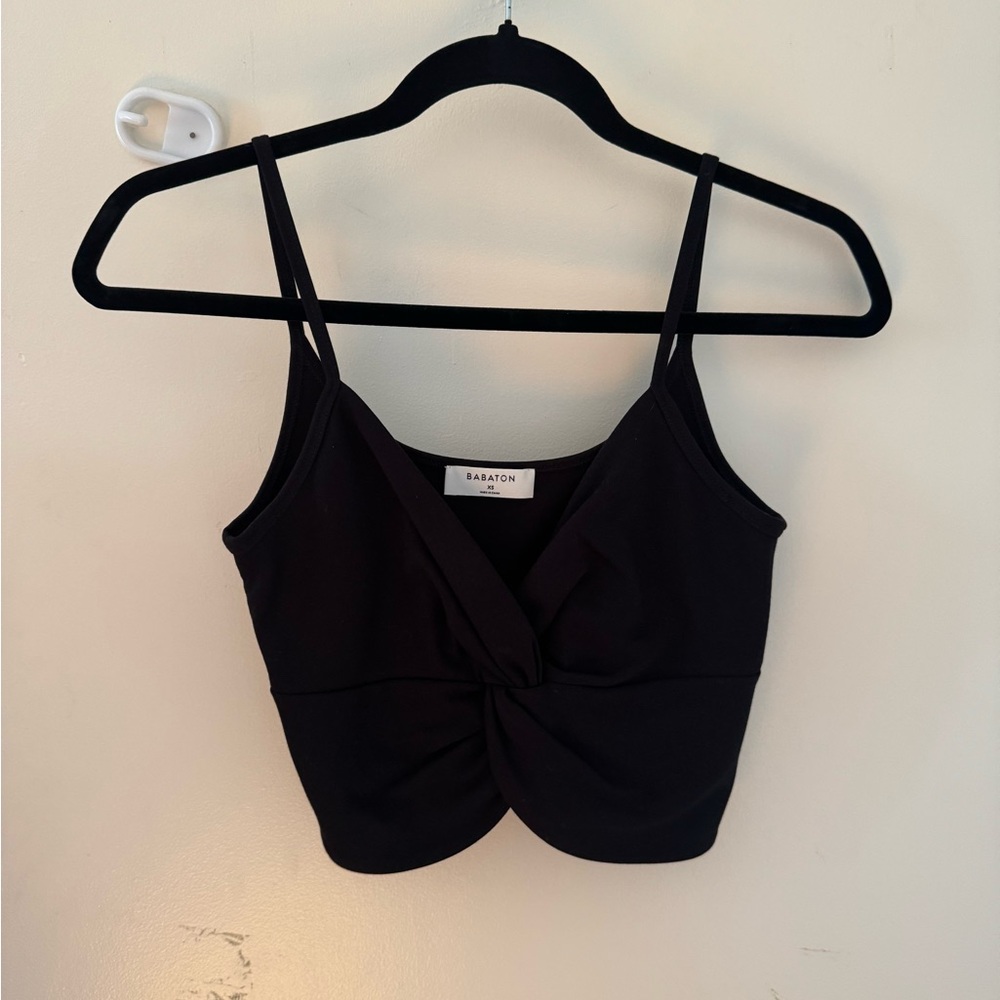 Babaton Black Tie Front Crop Camisole - Picture 1 of 4